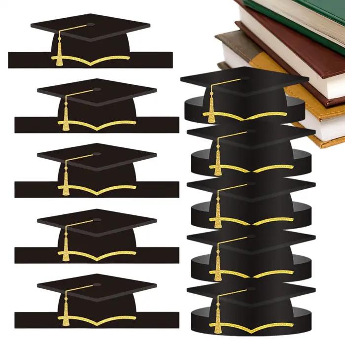 Lot de 10 chapeaux de graduation en carton 2026 avec pompon pour cérémonie et célébration – Bonnes félicitations