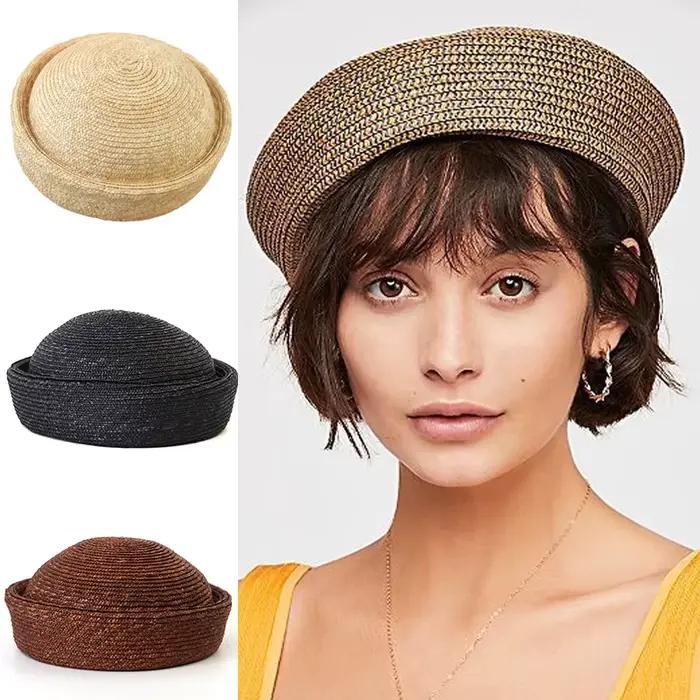 Chapeau de soleil d'été en paille naturelle 100%