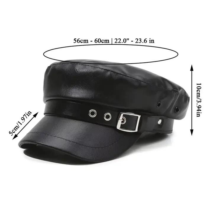 Bérets en cuir Pu noir pour femmes
