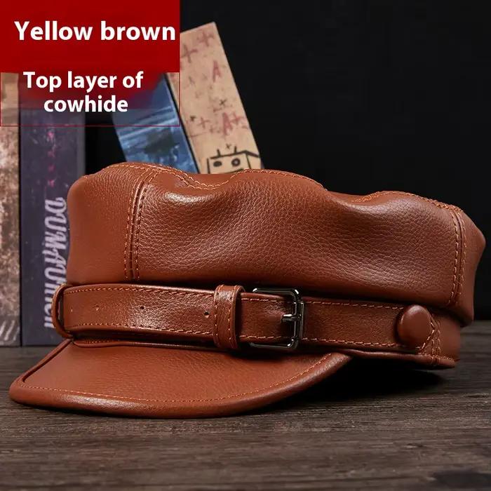 Chapeau en cuir véritable pour hommes