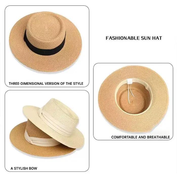 Chapeau de paille à bord plat style français tendance