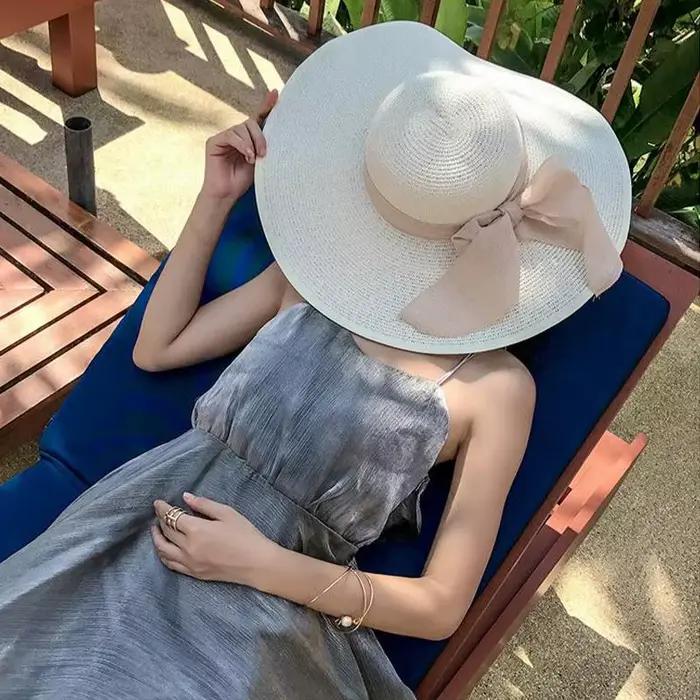 Chapeau de soleil en paille pour femme