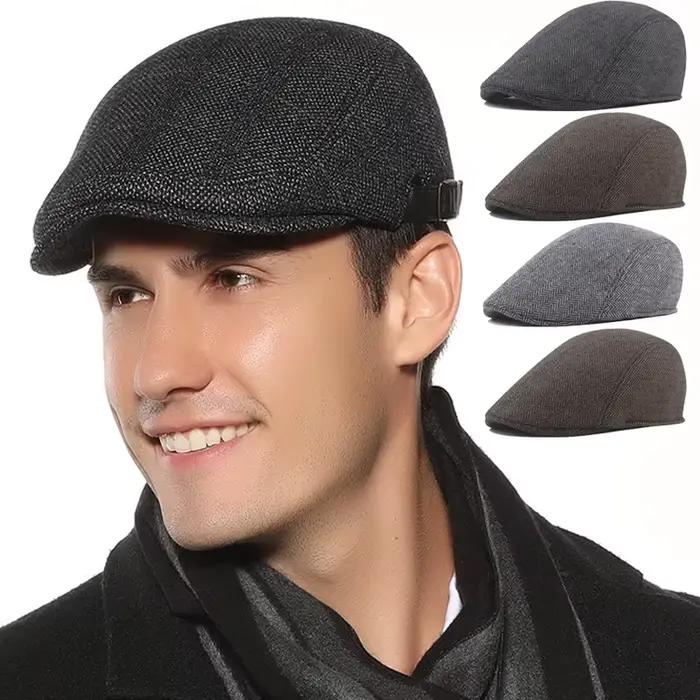 Bérets de mode hommes de haute qualité automne hiver laine chapeau à chevrons casquette plate classique artiste peintre