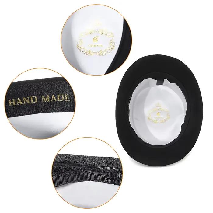 Chapeau haut de forme en feutre 100% laine pour homme et femme