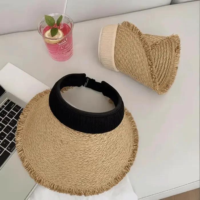 Chapeau de soleil d'été en paille tressée
