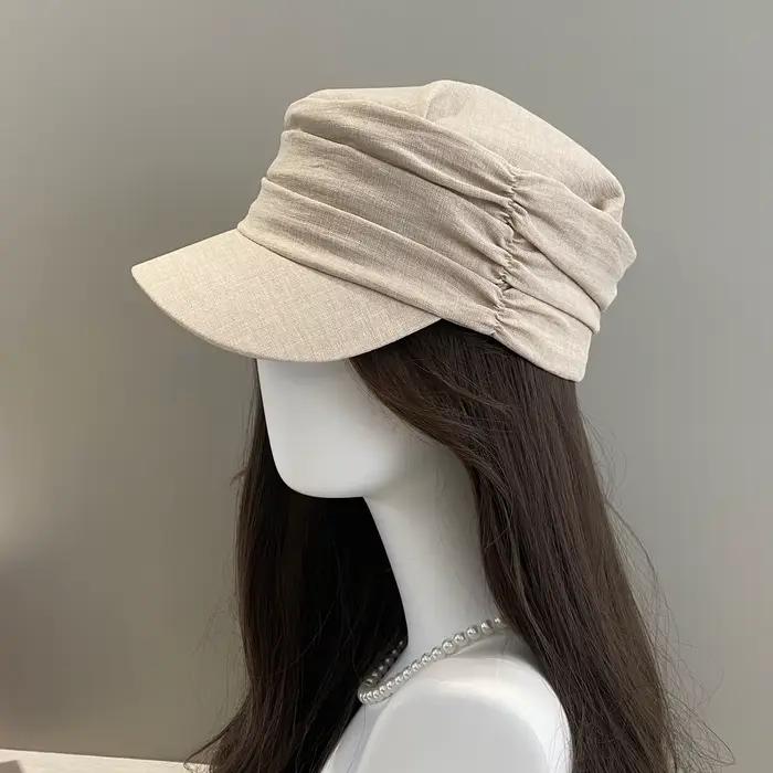 Casquette de style rétro plissée pour femme
