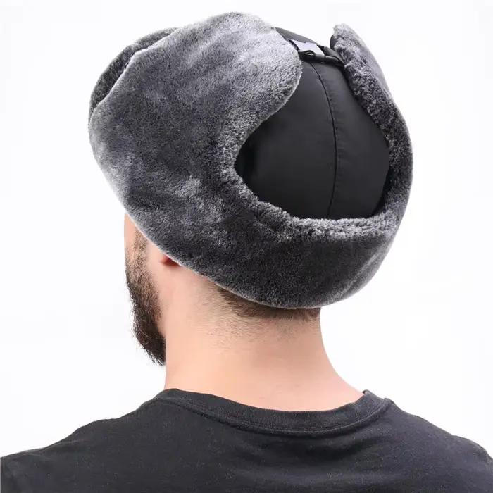 Chapeau d'hiver pour homme avec badge soviétique fausse fourrure résistant à l'eau et au vent pour usage extérieur hiver été printemps automne