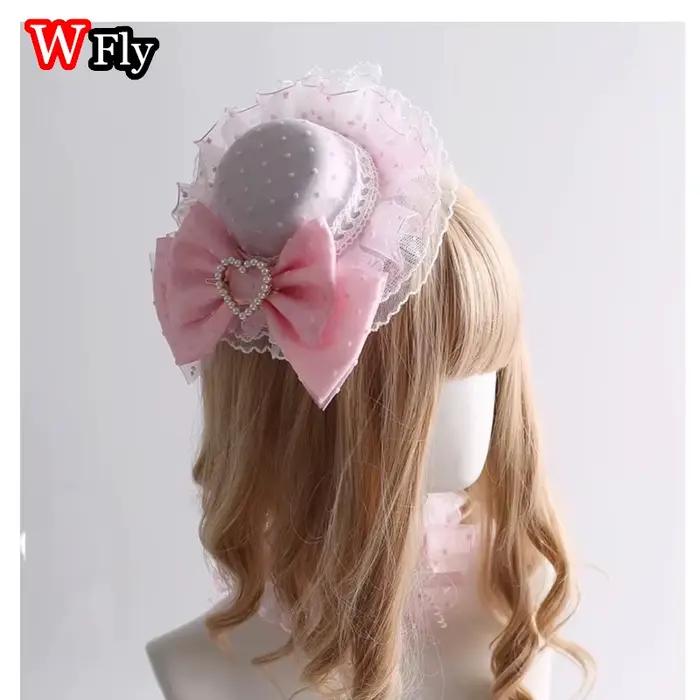 Harajuku gothique Lolita fait à la main chapeau bandeau manches