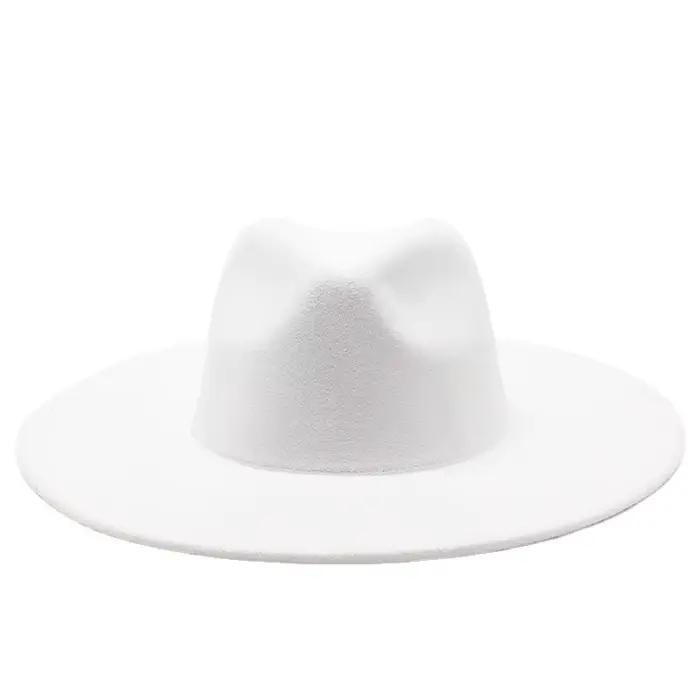Chapeau Fedora Femme Automne Hiver en Feutre Style Britannique Vintage pour Femmes Occasions Spéciales Église Chapeau Jazz Blanc à Bord Plat Multifonctionnels