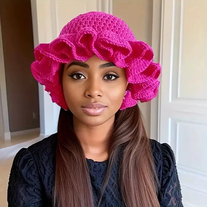 Chapeau seau à volants en Crochet coloré
