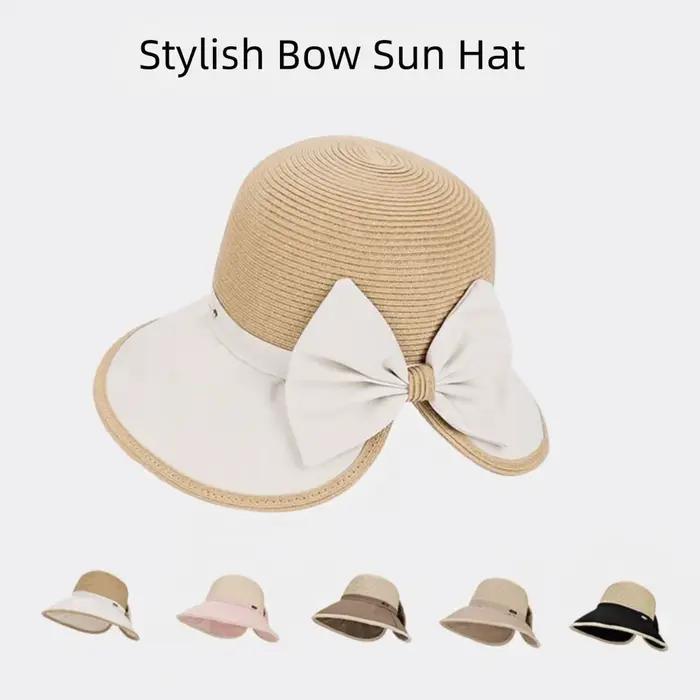 Chapeau de soleil élégant pour femme avec grand nœud