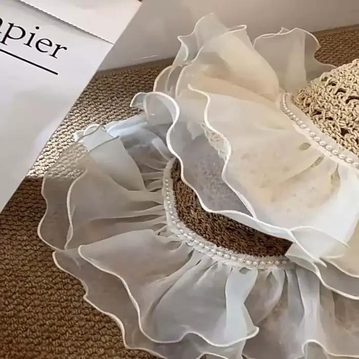 Chapeau de plage tressé en polyester kaki