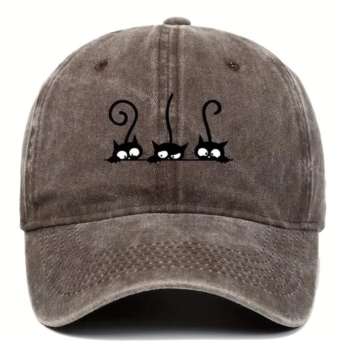 Trois chapeaux de Baseball imprimés de chat mignon pour hommes et femmes