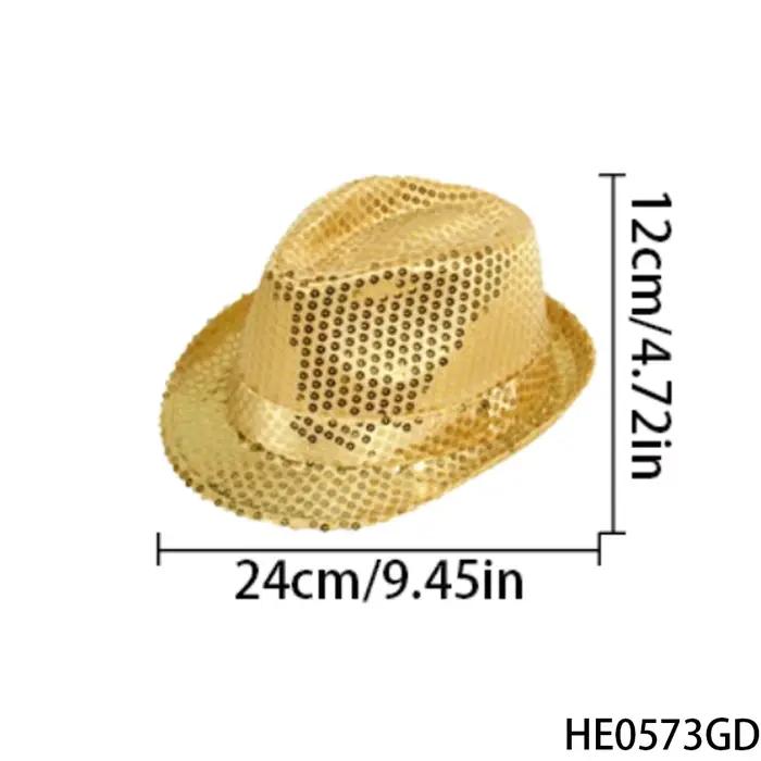 PESENAR – chapeau Fedora à paillettes dorées pour Costume Disco des années 70