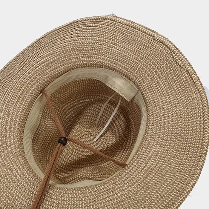 Bohemian Straw Sun Hat Women Summer Breathable Foldable Sun Protection Western Cowgirls Hat Ethnic Style Holiday Beach Caps