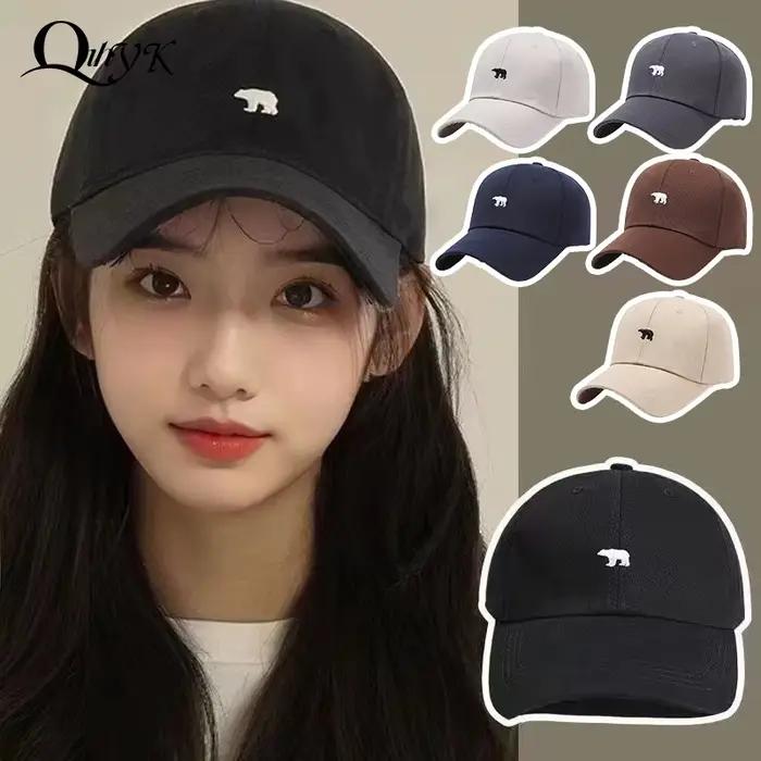 Casquette de Baseball nouveau printemps été solide chapeau de soleil brodé ours polaire hommes femmes coton casquettes