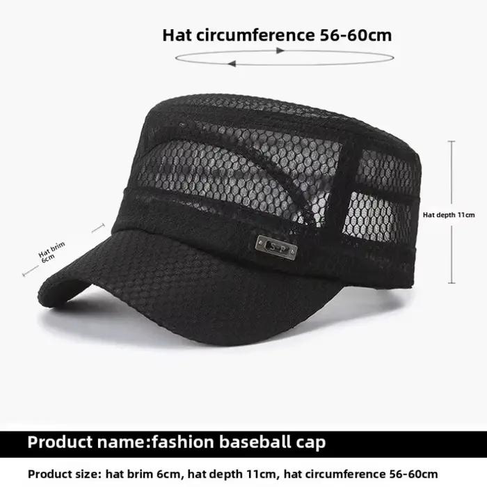 Casquette plate d'été pour homme sport avec dos en maille respirante chapeau de soleil réglable pour activités de plein air plage protection solaire polyesters adultes