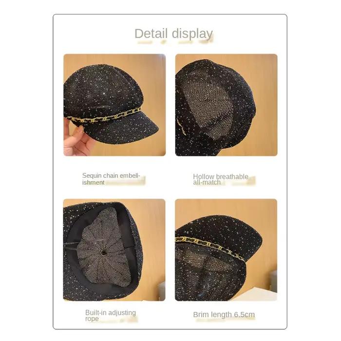 Chapeau Octogonal à Paillettes pour Femme