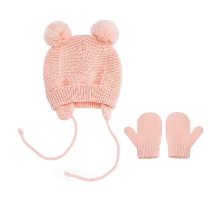 Bonnet et Gants Tricotés Unisexe Doublés Sourire Acrylique pour Enfants Occasions Hivernales Activités Extérieures