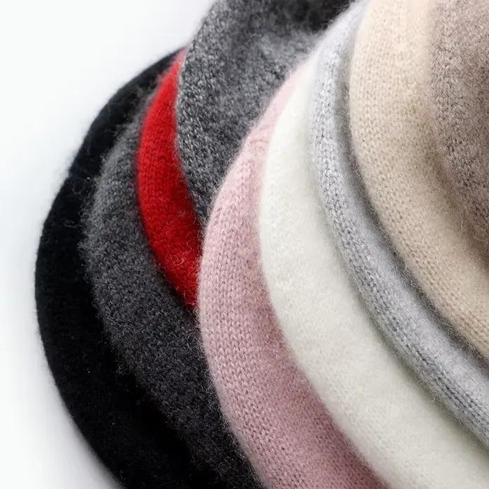 Bonnet en Cachemire Tricoté Unisexe Hiver 100%