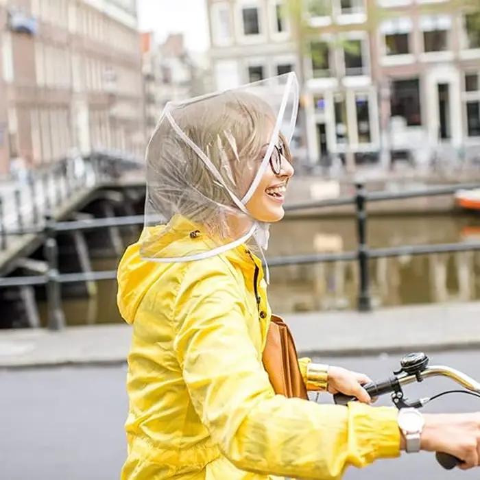 Chapeau de pluie transparent réutilisable imperméable à large bord
