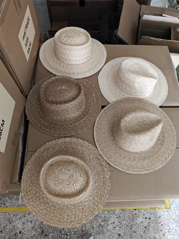 Chapeau de paille naturel en feuilles de palmier pour femmes et hommes