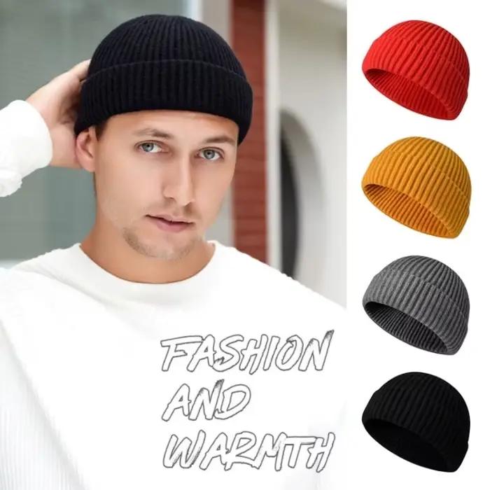 Nouveau chapeau tricoté pour hommes et femmes casquettes laine mode Simple chaud Skullies bonnets solide automne hiver