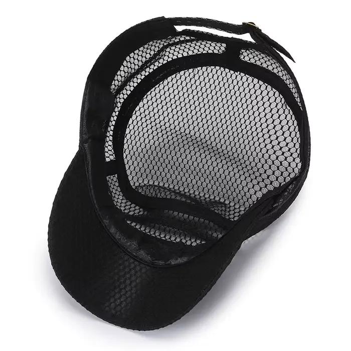 Casquette plate d'été pour homme sport avec dos en maille respirante chapeau de soleil réglable pour activités de plein air plage protection solaire polyesters adultes