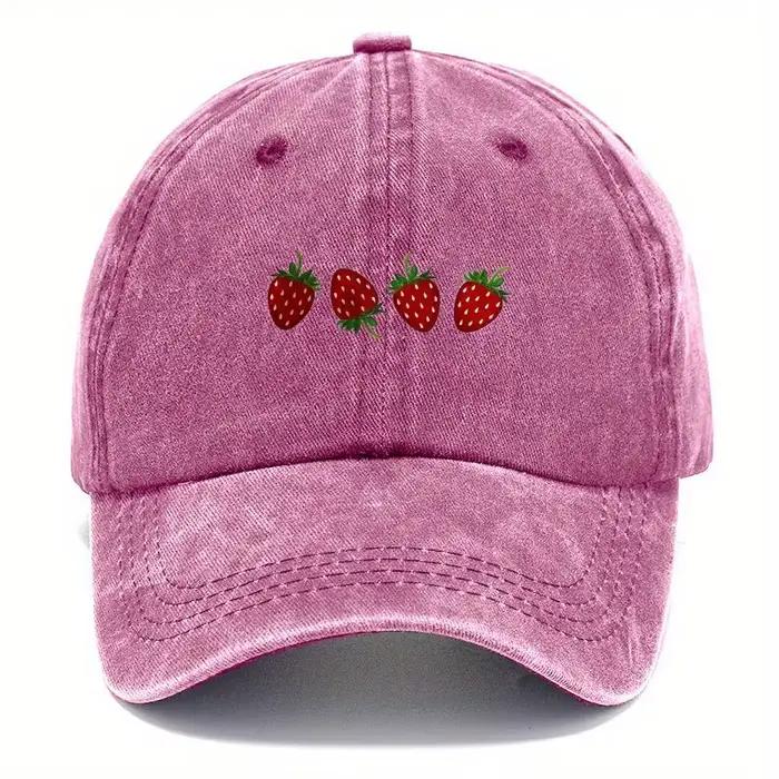 Casquette de baseball imprimée fraise avec parasol réglable