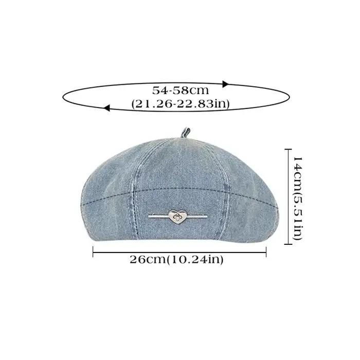 Chapeau de béret octogonal en denim pour femmes style vintage floral printemps automne occasions décontractées