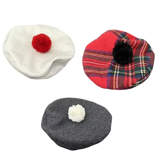 Joli chapeau octogonal écossais pour enfants fille