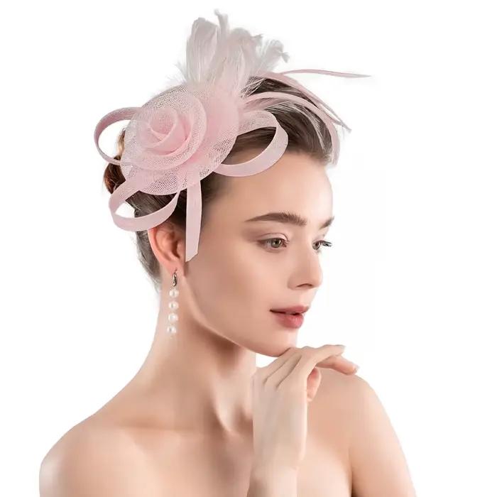 Fascinator élégant avec clip pour cheveux, bandeau pour femmes, style festival, couvre-chef pour mariage et cérémonie, polyester, pour toutes les saisons et occasions formelles