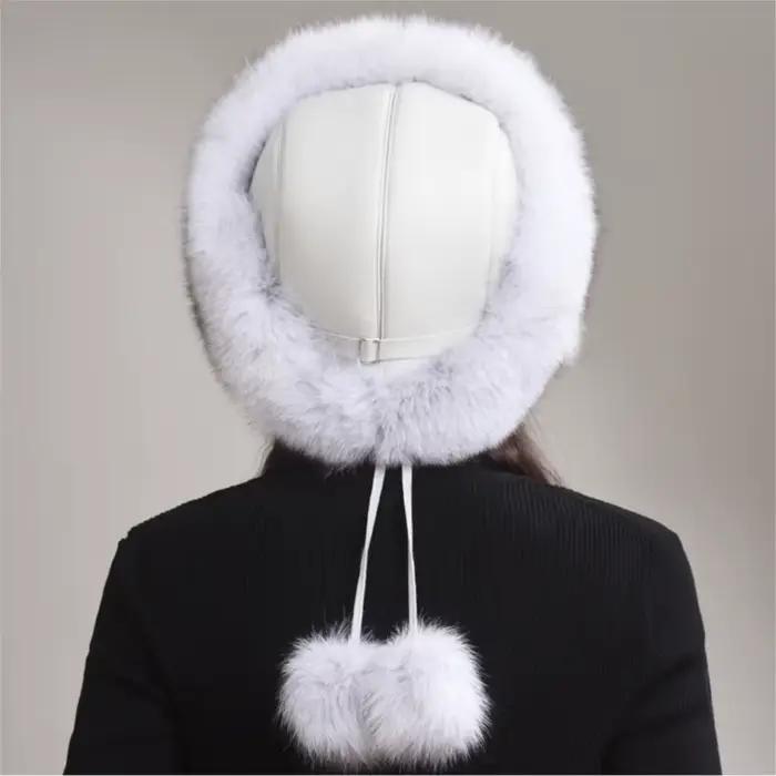 Chapeau en fourrure de renard véritable pour femmes