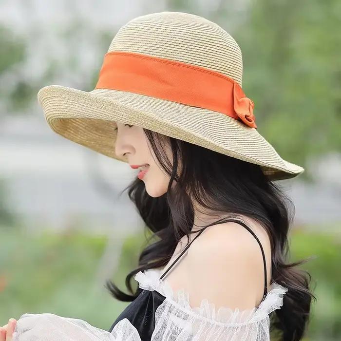 Chapeau de paille à nœud japonais pour femmes