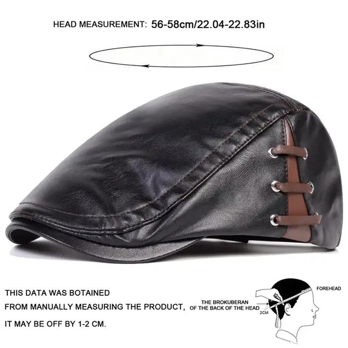 Casquettes de gavroche rétro en cuir PU de couleur unie pour hommes