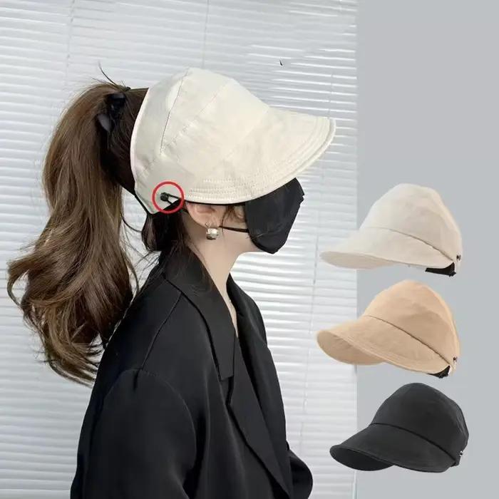Women's Visors Fashion Sun Protection Hats Creative Face Mask Hook Design