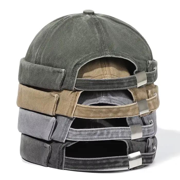 Bocca lavé Docker Beanie casquette sans bords chapeau sans visière couleur unie rétro Vintage Style de rue printemps automne extérieur Gorras