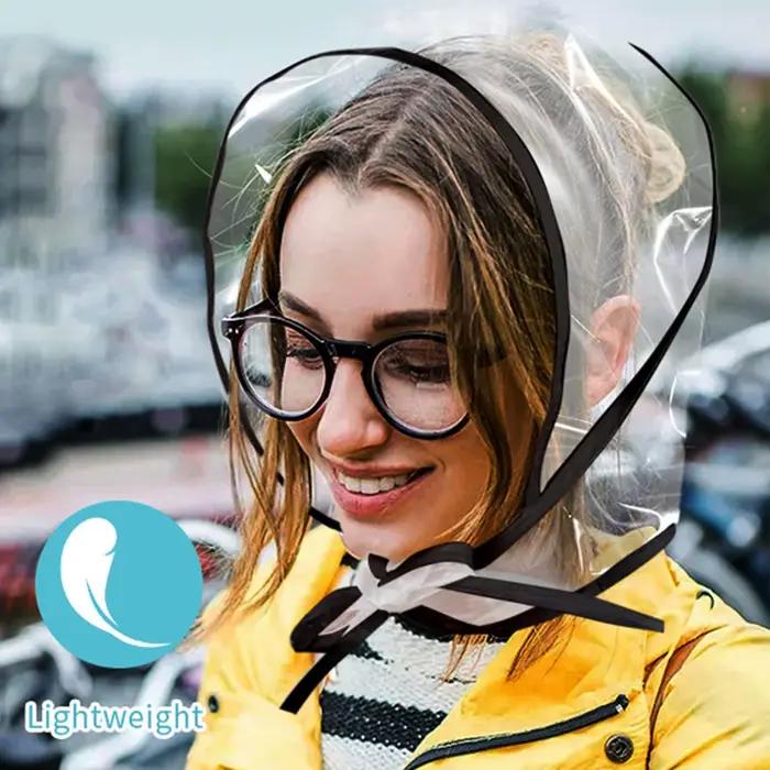 Chapeau de pluie transparent réutilisable imperméable à large bord pour femme