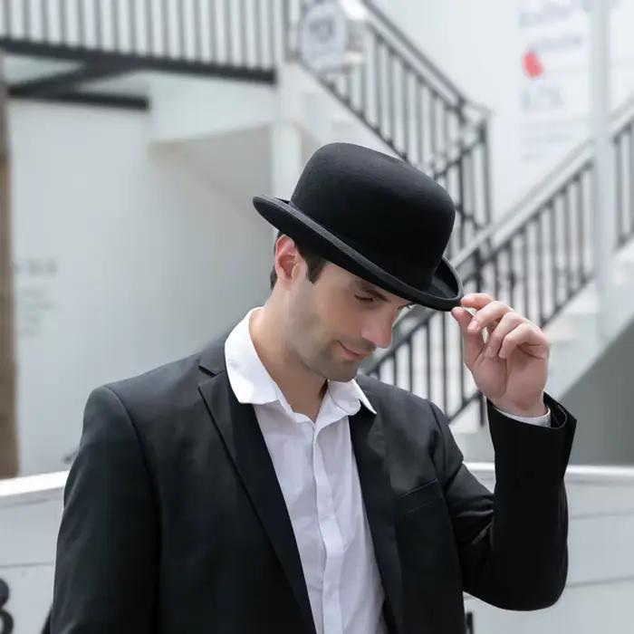 Chapeau Derby en laine feutre 100% avec doublure en satin et bandeau en cuir pour hommes et femmes occasions formelles et cérémonies