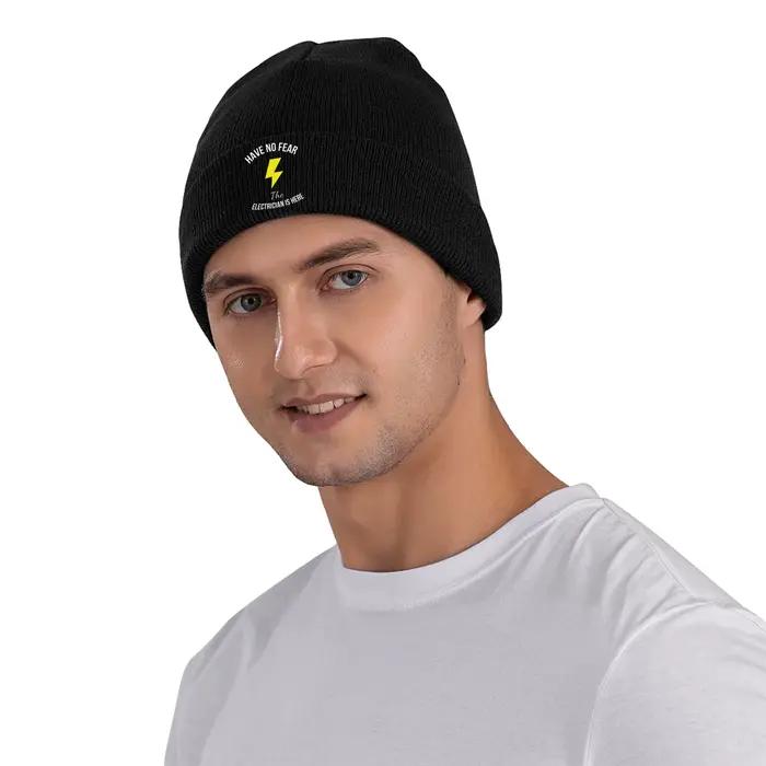 Pas de peur l'électricien est ici travail drôle casquette tricotée chaude hiver tricot Bonnet chapeau Skullies bonnets Hip Hop casquettes pour unisexe