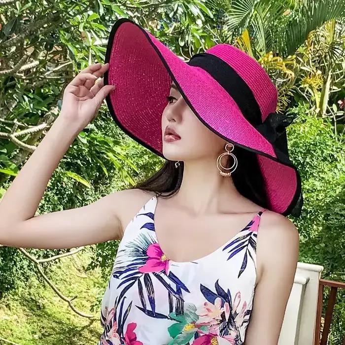 Chapeau de soleil en paille pour femmes