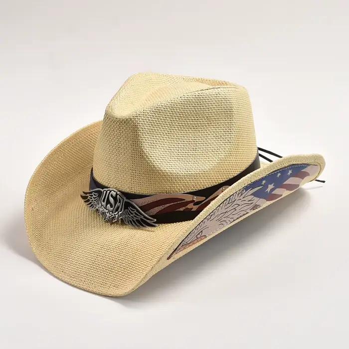 Chapeau de Cowboy Occidental en Paille pour Homme et Femme