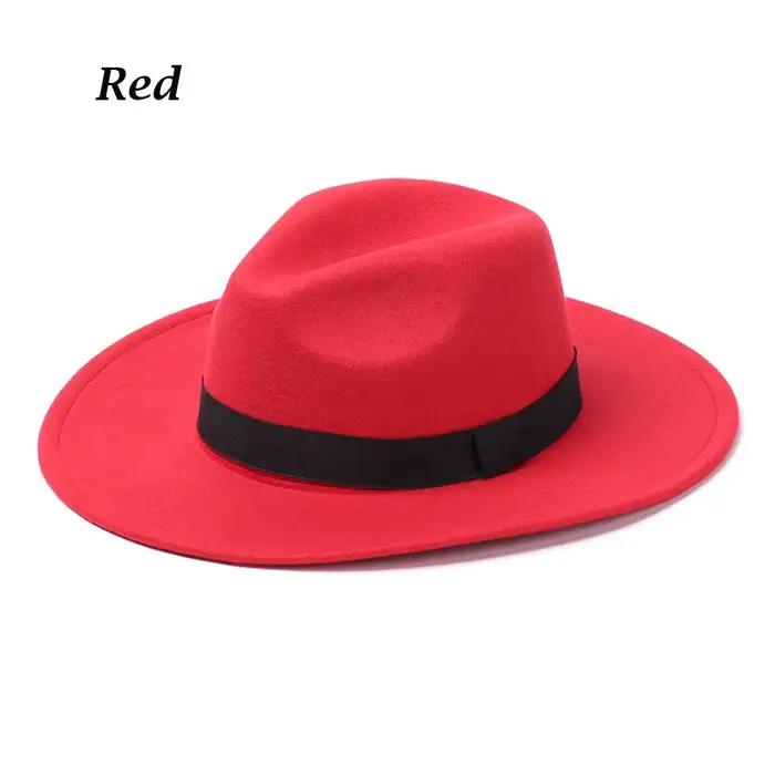 Chapeau Panama en laine à large bord vintage pour femmes et hommes