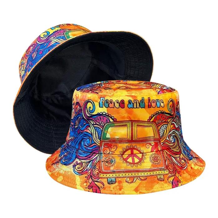 Chapeau de pêcheur coloré Peace and Love
