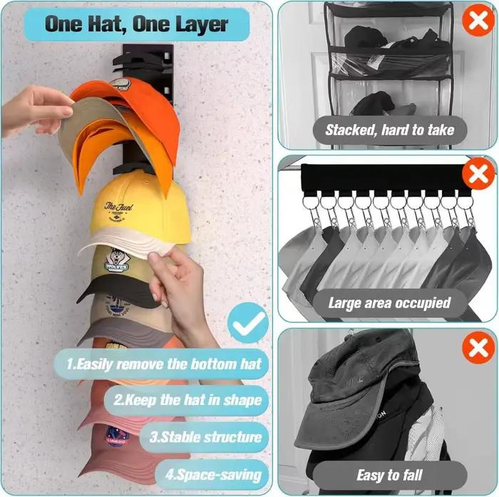 Étagère murale pour 18 casquettes et chapeaux