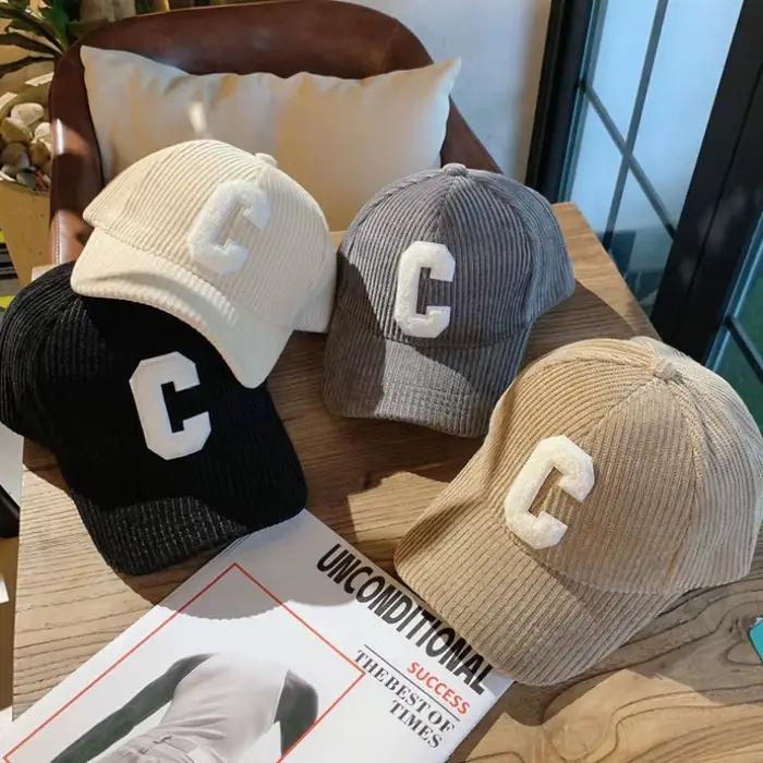 Nouvelle Casquette de Baseball en Velours Côtelé Tendance pour Femme