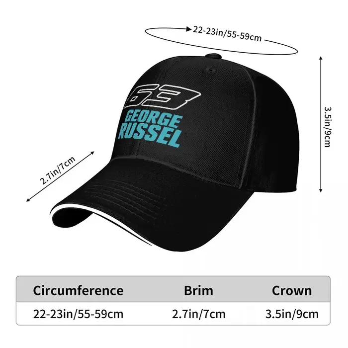 Casquette de baseball GEORGE RUSSEL 63 LOGO NOIRE AVEC BRODERIE TURQUOISE DESIGN SPORTIF POUR FANS ET AMATEURS