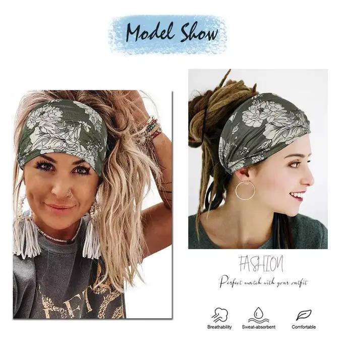 Bandeau Boho pour Femmes Large Nœud Imprimé Coton Multisaisons Accessoire Mode Cheveux Occasions Détendues