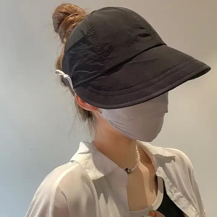 1 × chapeau de soleil pliable à large bord queue de cheval été automne sortie Protection UV