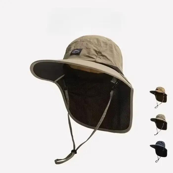 Chapeau de pêcheur unisexe résistant au vent à séchage rapide avec rabat de cou et protection UV pour randonnée et activités de plein air